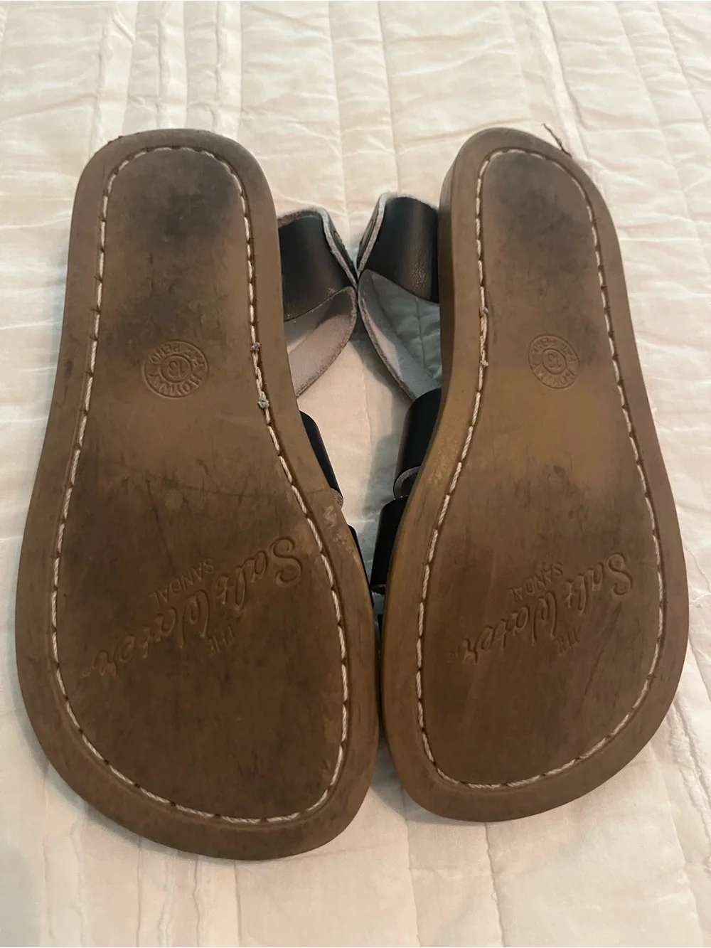 Saltwater Sandals Black Little Kids Size 13